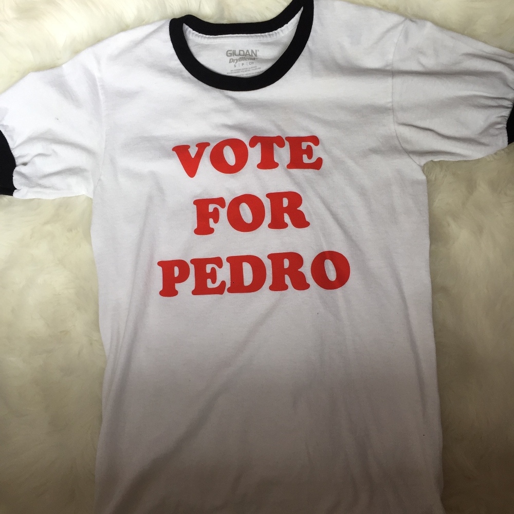 Women's small Vote for Pedro tee.